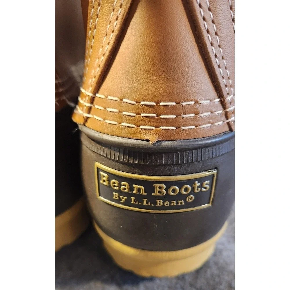 L.L. Bean Bean Boots Mens Size 7 W Brown Leather Duck Rain Boots‎ Waterproof USA